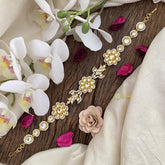 Vriksham Premium Floral Kundan Jadau Sheeshphool-White-J2773